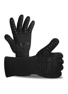 Buy Multicolor BBQ Gloves Extreme Heat Resistant Grilling Gloves Non-Slip Oven Gloves for Outdoor Cooking Mitts for Barbecue, Grill, Cooking in UAE