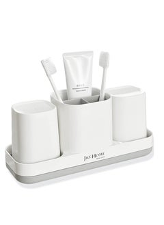 Buy Toothbrush Holder, Toothbrush Storage Box, Toothbrush Holder Set 3 Toothbrush Slots and 2 Bathroom Cups, Household Tooth Cup Without Punching Holes, Bathroom Desktop Toothbrush Holder in Saudi Arabia