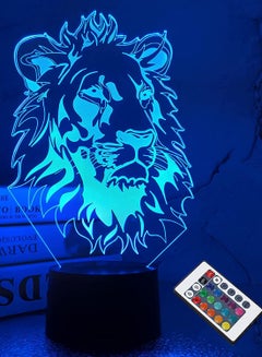 اشتري Lion Night Light, King Lion Gift 3D Illusion Lamp for Kids Bedside Lamp with Remote Control 16 Color Changing Xmas Halloween Birthday Gift Cool Room Decor for Child Baby Boy في الامارات