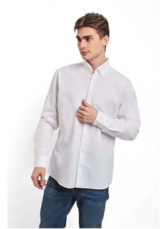 Buy Fancy Regular Fit Oxford Cotton Shirt With Long Sleeves in Egypt