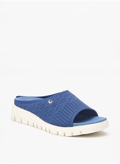 Buy Women's Textured Slip-On Sandals with Flatform Heels in UAE