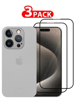 اشتري 3 Packs For iPhone 15 Pro Max Case and 2 Screen Protectors Air Skin Series Back Cover Sturdy Durable Thin Case Drop Protection Case Cover Clear في الامارات