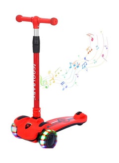 اشتري Kid's Scooter 3 Wheels Big Pedal Foldable Kick Scooter with Music, Height Adjustable with LED Light Wheels في السعودية