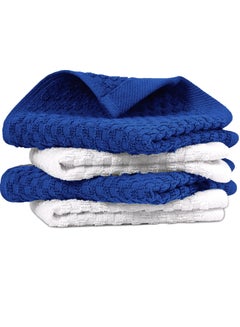 اشتري Infinitee Xclusives Premium Dish Towels - Blue [Pack of 4] 100% Cotton 33cm x 33cm Dish Cloth - Absorbent Tea Towels - Terry Kitchen Dishcloth Towels for Household Cleaning في الامارات