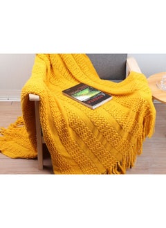 Buy Warm Sofa Blanket 100% Acrylic  120x150 cm, Yellow in Saudi Arabia