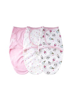 اشتري insular SU3007 3PCS Baby Swaddle Wrap Blanket Soft Cotton Infant Sleeping Blanket with Cute Ice Cream Pattern for Newborn Baby Boys Girls في الامارات