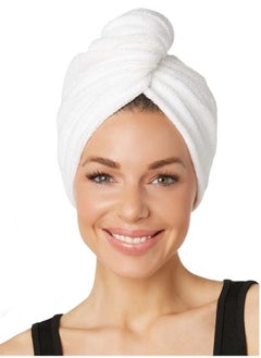 Buy Hair drying towel of the finest types of cotton, white color in Saudi Arabia