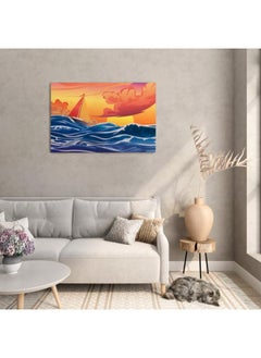 Buy Boat in stormy sea illustration Printed canvas wall art 60x40 in Egypt