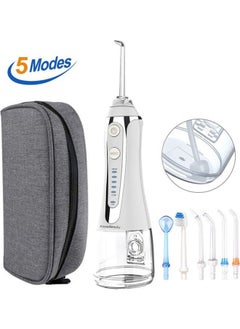 Buy Portable Dental Water Flosser IPX7 Waterproof Cordless Water Dental Flosser White 300ml in UAE