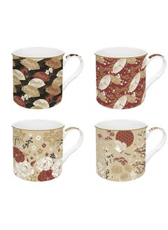 اشتري Kimono Porcelain China Mug, Multicolour - 300 ml, Set of 4 في الامارات