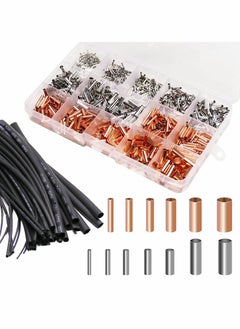 Buy Wire Ferrules Kit Tinned Copper Crimp Connector Non Insulated Electrical Cable Pin Cord End Terminal Assortment Kit with 48Pcs Heat Shrink Tubing in UAE