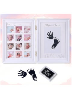 اشتري Baby Hand and Footprint Kit, SYOSI Baby Framed Photo Kit, Anniversary Growth Record Baby Gifts, Reusable Ink Cartridge Photo Frame (Foldable White) في السعودية