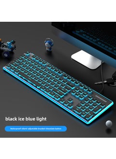 اشتري Slim Wired Mechanical-Feel Gaming Keyboard Black-ice blue light (mute + waterproof + raise bracket) في الامارات