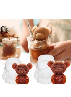 Buy Silicone Mold, 2Pcs 3D Teddy Bear Soap Candle Ice Cube for Coffee, Milk, Tea, Candy Gummy Fondant, Cake Baking, Cupcake Topper Decoration (2 Sizes) in UAE