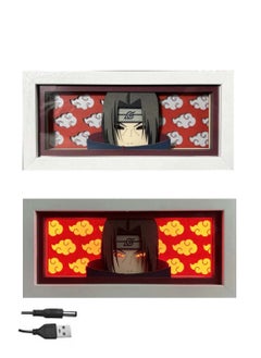 Buy Naruto Anime Sasuke Photo Frame USB LED Light Box Paper Cutting 3D Paper Cutting Lamp Atmosphere Light Monochrome Luminous Desktop Ornament Lamp in Saudi Arabia