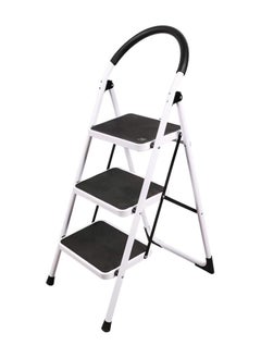 اشتري Tamtek 3 Step Ladder Folding Heavy Duty Steel Ladder 150kg Capacity (115x72x65cm), Rubber Pad Multi-Purpose Portable Ladder for Home, Kitchen, Garden, Office, Warehouse في الامارات