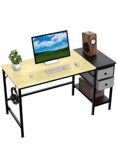 اشتري Computer Desk with Drawers 47 Inch Office Workstation with Storage Shelves Study Writing Desk for Home Office Bedroom في السعودية