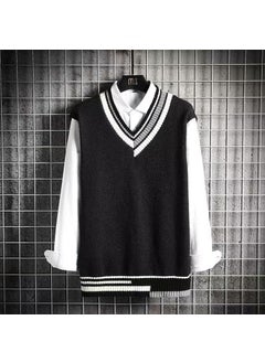 Buy Knit Vest V-Neck Sweater Unisex Spring Autumn Casual Black in Saudi Arabia