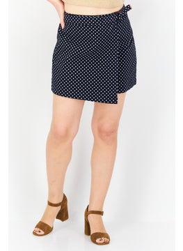 اشتري Women Polka Dot Basic Short, Navy/White في الامارات