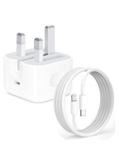 Buy iPhone 20W Fast Charger | USB C Wall Fast Charger with USB C to Lightning Cable Compatible with iPhone 14/14 Pro/14 Pro Max/13/12/SE2020/11/XR/XS Max/X/iPad in UAE