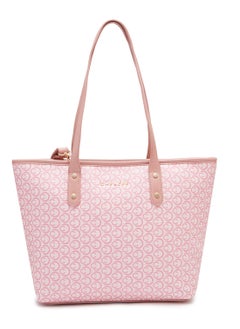 Buy Caprese Callie Printed Dark Pink Faux Leather Large Tote Handbag in UAE