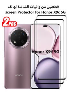 اشتري قطعتان من واقي الشاشة الزجاجي المقوى لهاتف Honor X9c 5G، تغطية كاملة ثلاثية الأبعاد، طبقة زجاجية مقواة 9H، شفاف عالي الدقة، مضاد للخدش وخالٍ من الفقاعات، سهل التركيب في السعودية