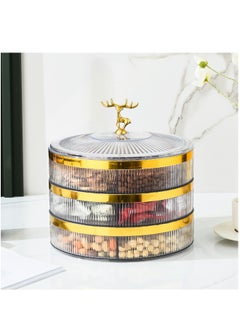 Buy 3 Tier Round Divided Serving Tray，5 Scomparti Nuts Plate With Lid（Clear) in UAE