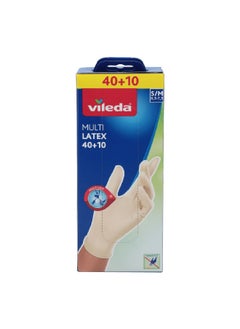 Buy 50-Piece Multi Latex Gloves Cream S/M 23.2 x 10 x 5.8 cm VG15 in Saudi Arabia