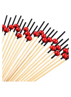 Buy Fruit Sticks, 200 Pieces 4.7 Inch Bamboo Toothpicks Wooden Sticks with Red Pearl, for Wedding Birthday Party Supplies, Drinks Fruits Decoration, Top Ball in Saudi Arabia