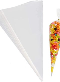 Buy 100-Piece Clear Cone Cellophane Bags, DIY Gift Bags with Gold Twist Ties, Cookies Bag, Candy Bag for Party Gifts Favors in Saudi Arabia