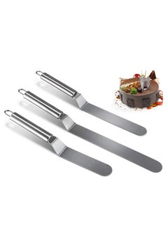 اشتري Icing Spatula Set, DELFINO Palette Knife Stainless Steel Cake Decorating Spatula Professional Kitchen Baking Angled Cake Frosting for Baking Cake Decorating Pastries and Cupcakes Pastries, 3 Pcs في الامارات