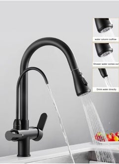 Buy Kitchen Pull-Out Hot and Cold Faucet Three-in-One Pure Direct Drinking Faucet Washbasin Sink Sink Faucet in Saudi Arabia