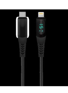 Buy USB C to Lightning LED Current Voltage Display 3A USB Fast Charging Braided 1.2M Black in UAE