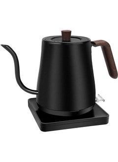 اشتري 1000ml Gooseneck Electric Kettle Temperature Control Pot Home Coffee Temperature Control Kettle Stainless Steel Pour Over Fast Boil Electric Kettle with Wooden Handle في السعودية