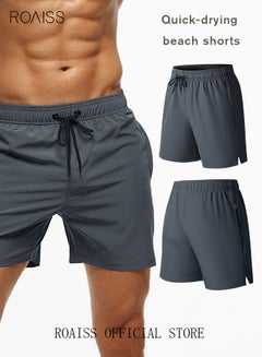 Buy Men's Swimming Trunks Beachwear Quick Dry Beach Pants Gym Wear Fitness Workout Short Sports Running Boxer Swim Shorts Swimsuit Summer in UAE