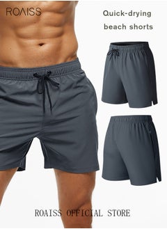 Buy Men's Swimming Trunks Beachwear Quick Dry Beach Pants Gym Wear Fitness Workout Short Sports Running Boxer Swim Shorts Swimsuit Summer in Saudi Arabia