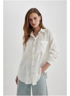 Buy Woman Oversize Fit Woven Long Sleeve Shirt in Egypt