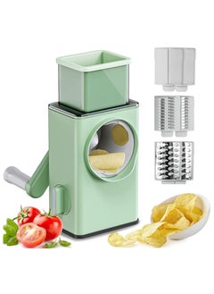 Buy Multifunctional Vegetable Cutter Chopper Rotary Cheese Grater 4 In 1 Shredder Slicer Grinder Salad Maker Machine With Stainless Steel Roller Blades in UAE