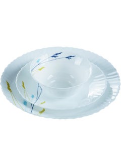 Buy Dinex Opalware Dinner Set 12 Pcs For Serving 4 Persons, Including 10 Inch Dinner Plate X 4 Pcs 7.5 Inches Dessert Plate X 4 Pcs 5 Inches X 4 Pcs | Leaf Pattern in Saudi Arabia