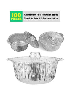 Buy 100-Pcs Disposable Aluminum Foil Pot with Hood 29cm in UAE