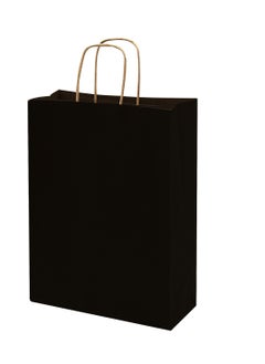 Buy Black Paper bags with handles 33 x 26 x 12 cm Large Kraft Gift bags for Birthday Party Supplies, Weddings, Shopping, Presents (12 Bags) in UAE