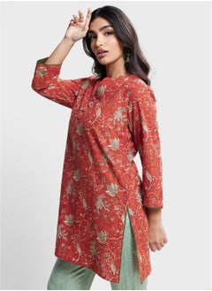 Buy V-Neck Printed Short Kurta in UAE