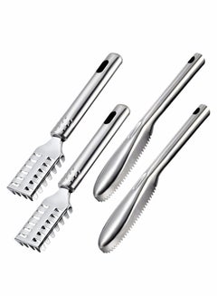 Buy Fish Scaler Brush Remover with Stainless Steel Sawtooth Easily Remove Scales-Cleaning Scraper Kitchen Tool Scale 4 Pcs in UAE