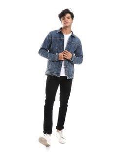 Buy Full Buttoned Casual Denim Jacket_ Blue Jeans in Egypt