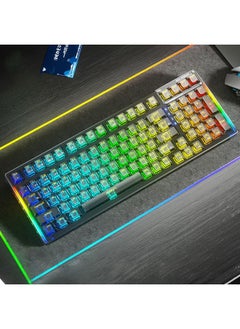 اشتري AULA F98 99-Key Wired 2.4G Bluetooth RGB Three Mode Mechanical Keyboard, Ice Crystal Switch(Black) في السعودية