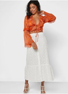 Buy Button Detail Midi Skirt in Saudi Arabia