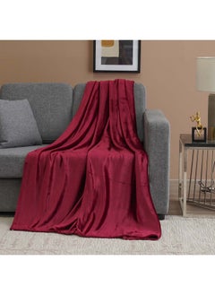 اشتري AW23 Solid Flannel Single Blanket 150x200 Cm Burgandy في الامارات