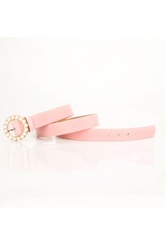 Buy Elegant And Intelligent Ladies Trend Round Pearl Pin Buckle Belt 105cm Pink in UAE