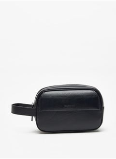 Buy Men Textured Pouch With Zip Closure And Wrist Handle in Saudi Arabia