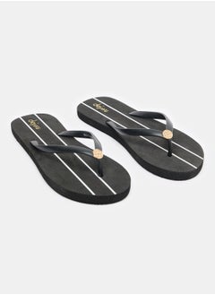 اشتري Everyday Striped Flip Flops With Brand Logo في مصر